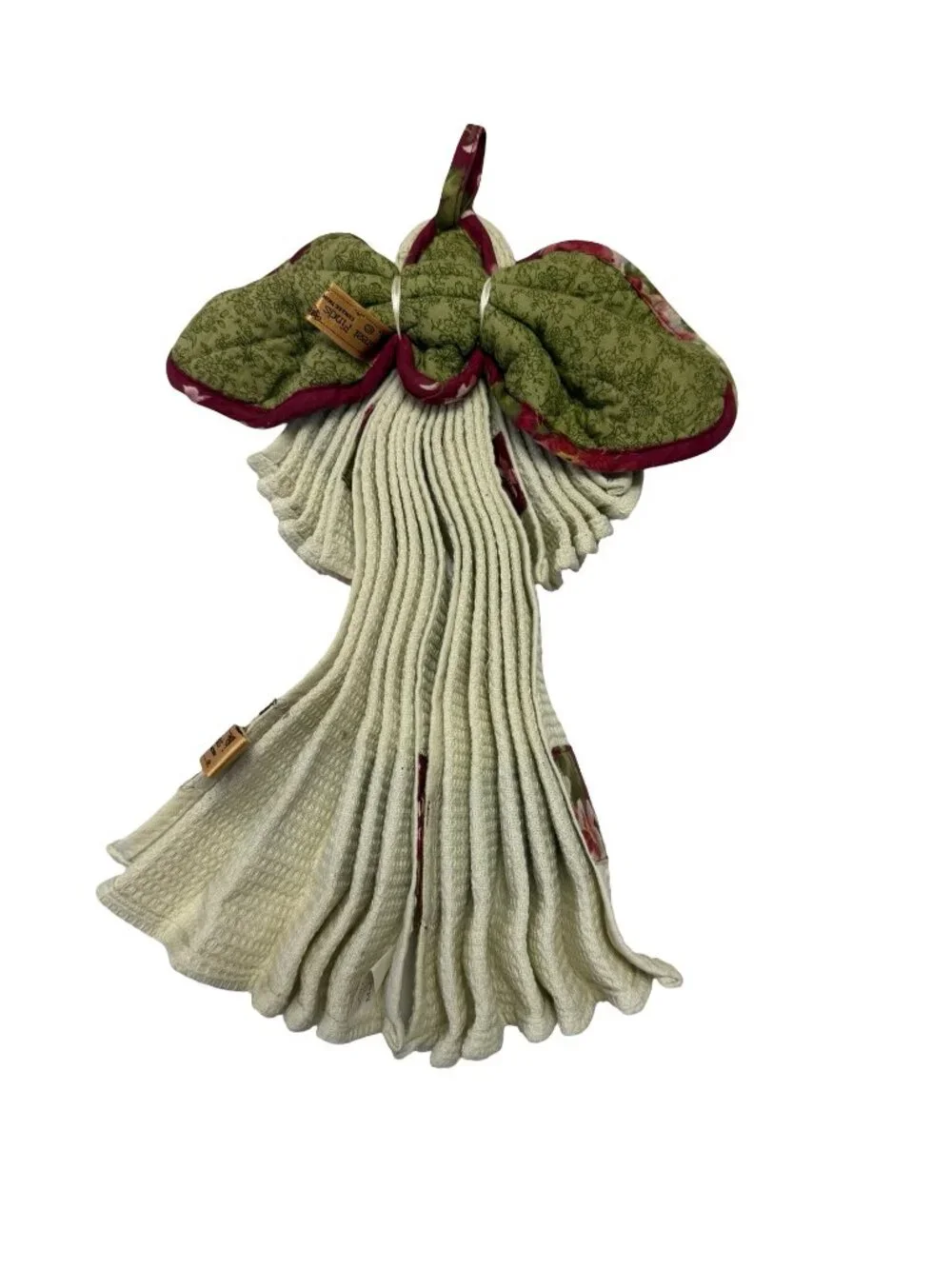 Great Finds Collection Good Friends Handmade Hanging Kitchen Towel Angel Burgund